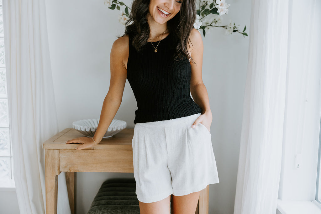 Linen Short With Pocket - Oat