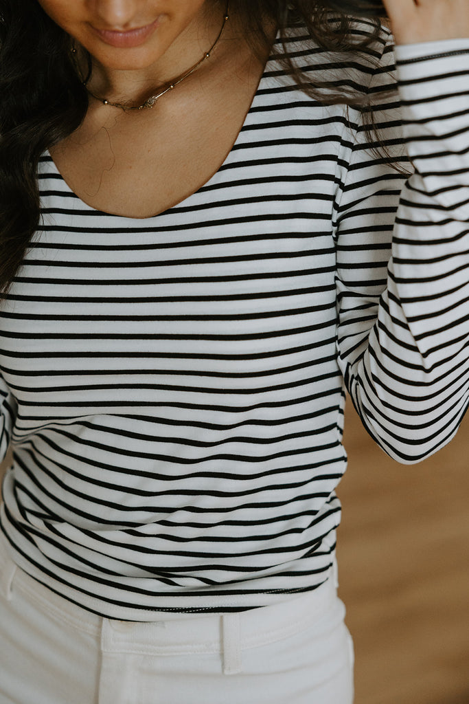 Striped Casual Long Sleeve - Ivory