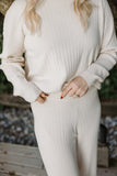 Ribbed Sweater & Crop Pant Set - Ivory