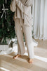 Waffle Textured Sweater & Pant Set - Grey