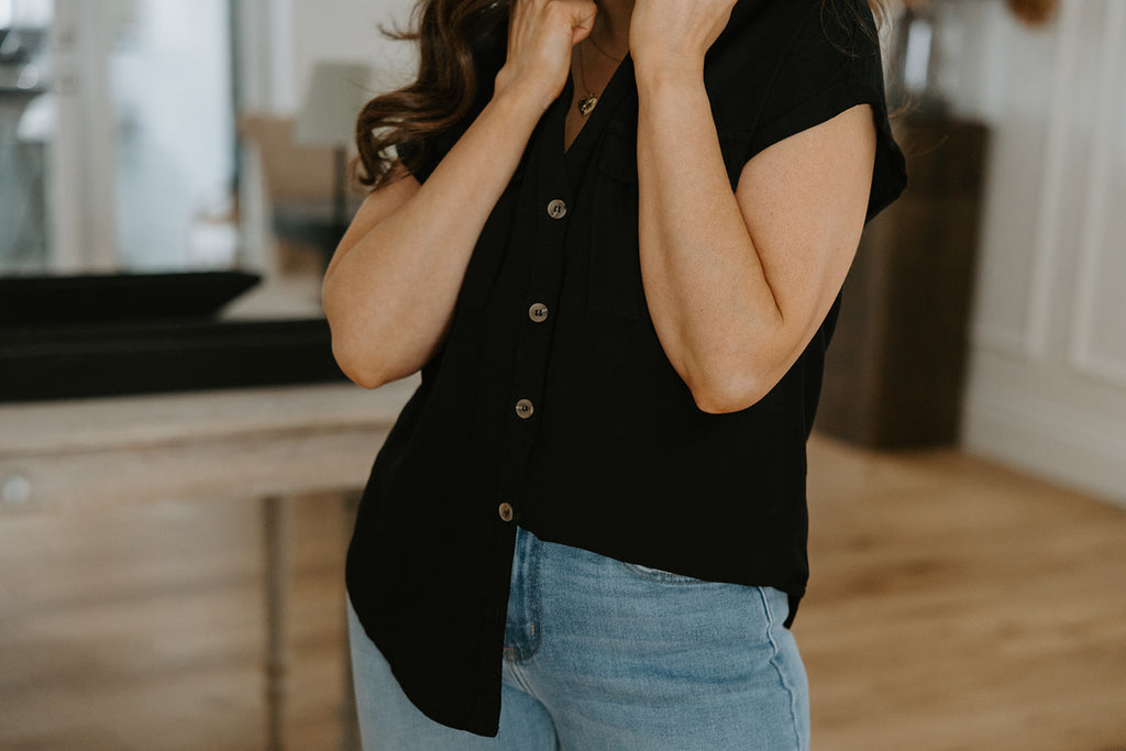 Button Up Tencel Shirt - Black