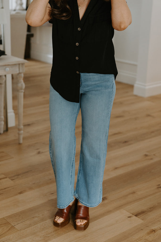 Button Up Tencel Shirt - Black