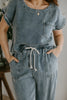 Denim Boat Neck Top & Wide Leg Pant Set
