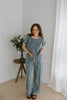 Denim Boat Neck Top & Wide Leg Pant Set