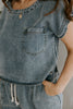 Denim Boat Neck Top & Wide Leg Pant Set