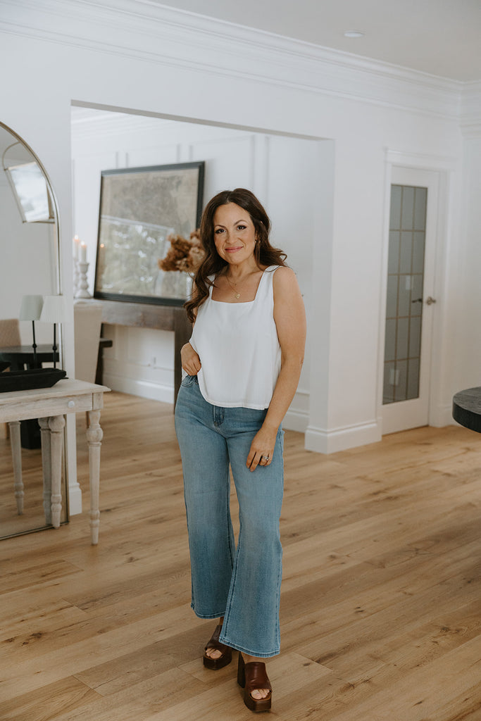 Flowy Linen Tank - White