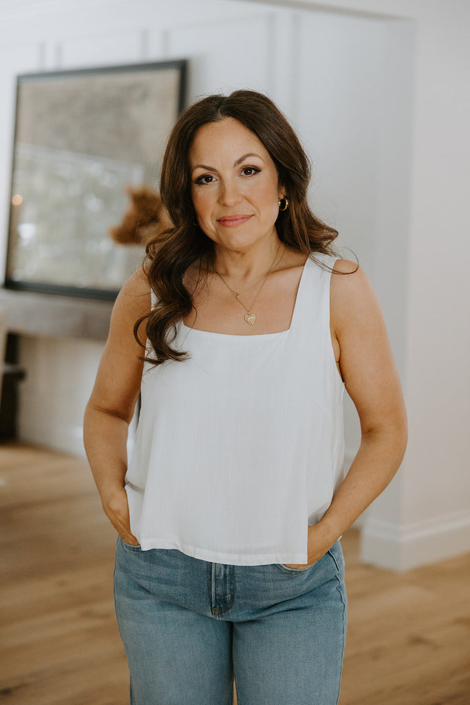 Flowy Linen Tank - White