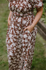 Floral Print Midi Dress - Brown