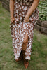 Floral Print Midi Dress - Brown