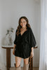 Oversized Linen Romper - Black