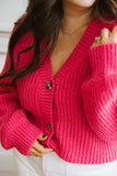 Button Knit Cardigan - Fuchsia
