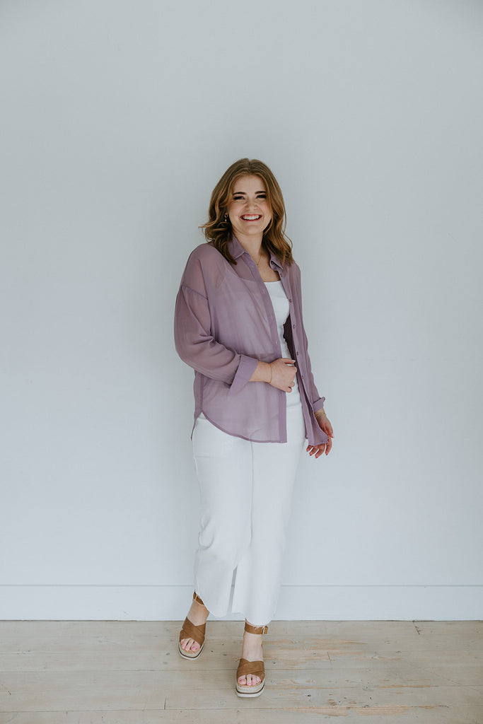 Sheer Button Down - Lavender