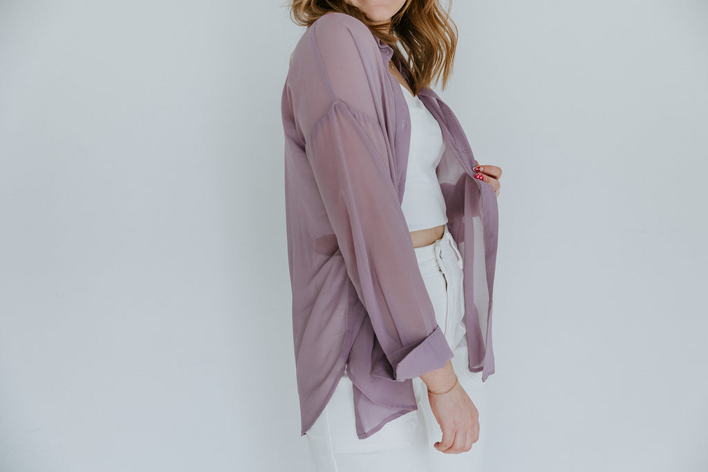 Sheer Button Down - Lavender