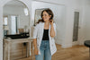 Linen Button Up Blazer - White