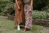 Floral Print Midi Dress - Brown