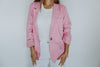 Linen Blazer With Single Button - Pink