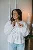 Bow Front Poplin Blouse - White