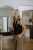 Button Up Vest - Linen Vest - Black
