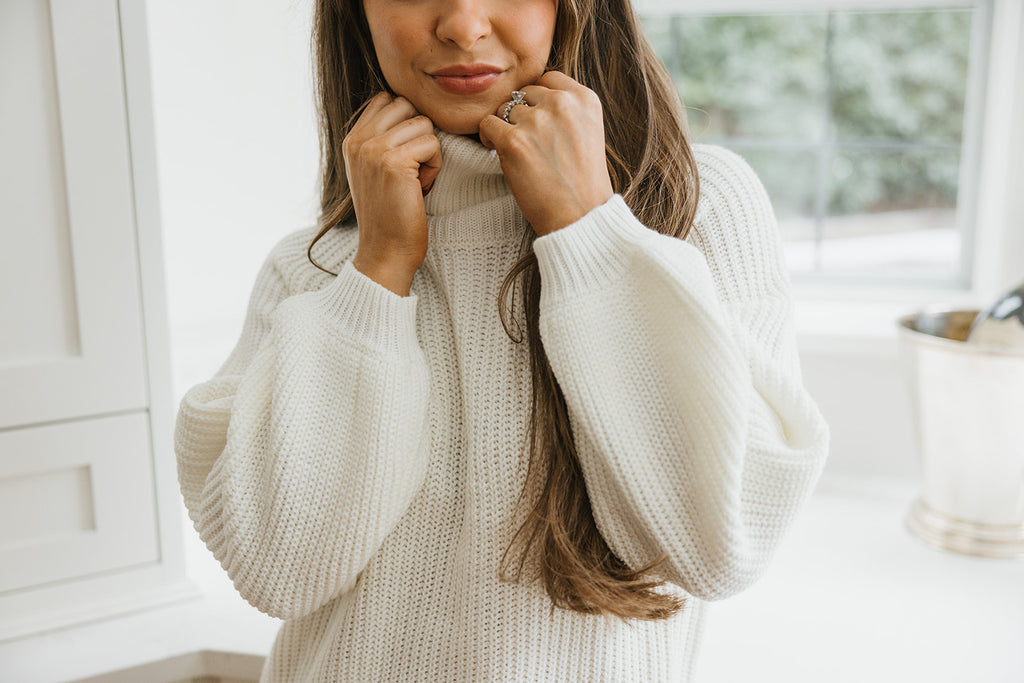 Turtleneck Sweater Dress - Ivory