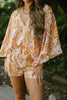 Printed flowy Romper - Orange