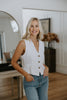 Button Up Vest - Linen - White