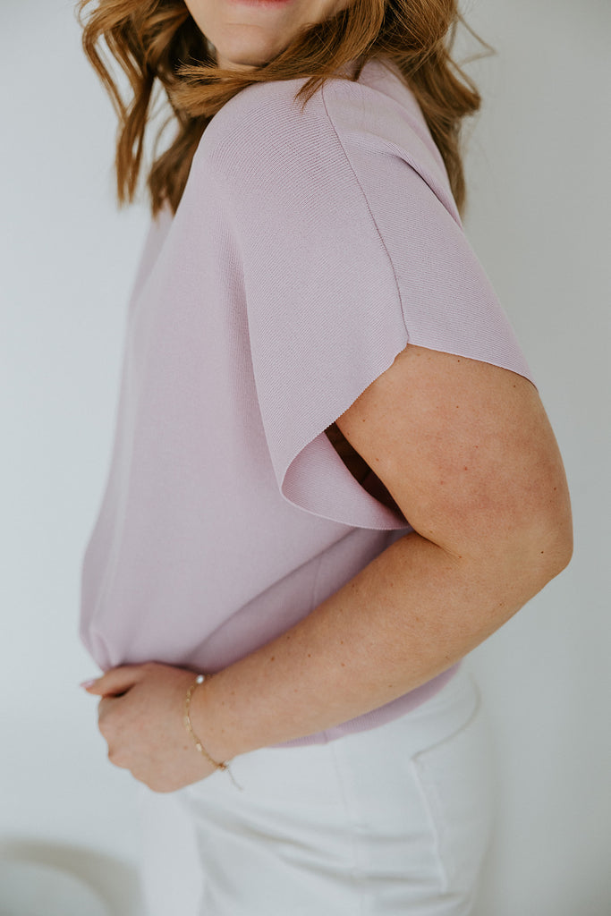Short Sleeve Knit Sweater - Lilac