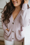 Button Up Ribbed Sweater - Blush