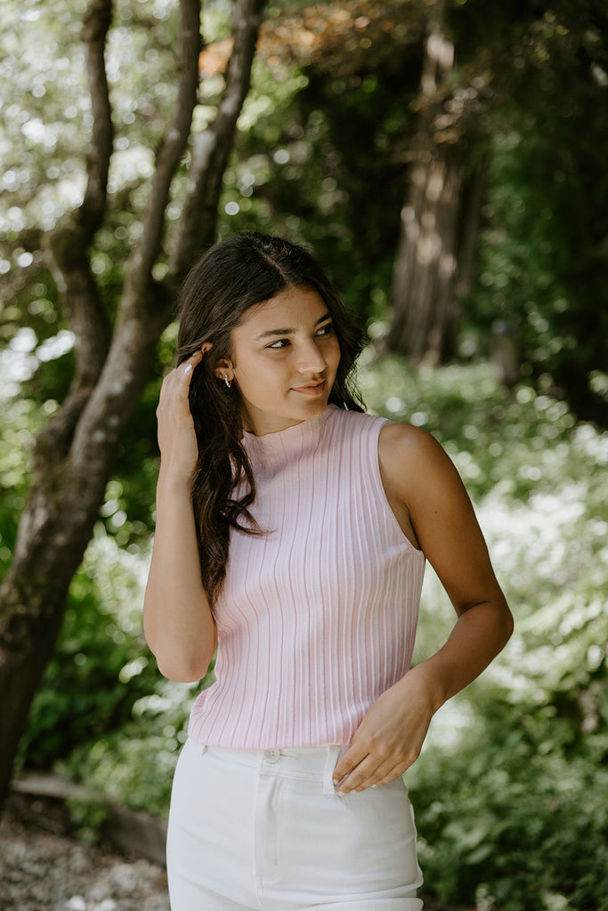 Stretchy Ribbed Tank - Pink
