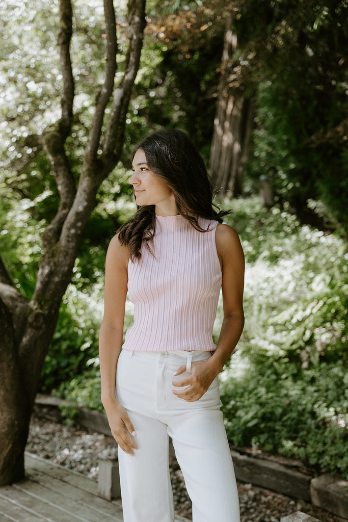 Stretchy Ribbed Tank - Pink