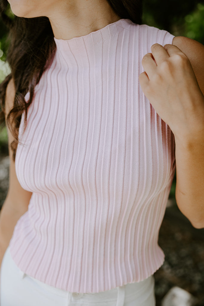 Stretchy Ribbed Tank - Pink