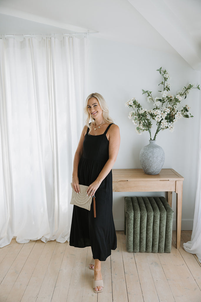 The Easy Breezy Linen Midi - Black