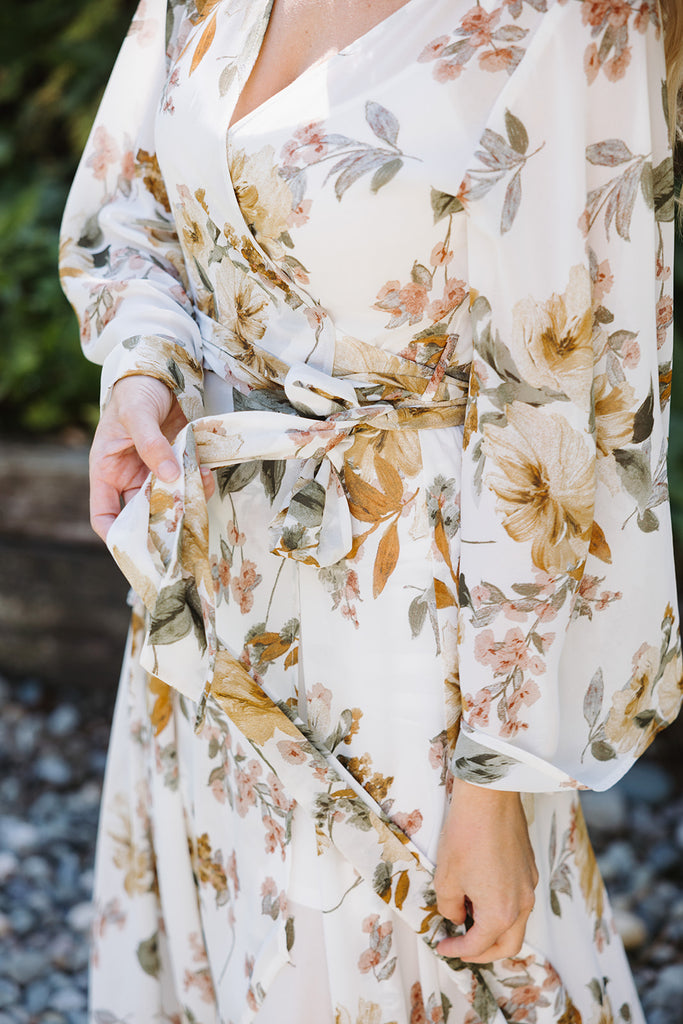 Floral Wrap Dress - Gold