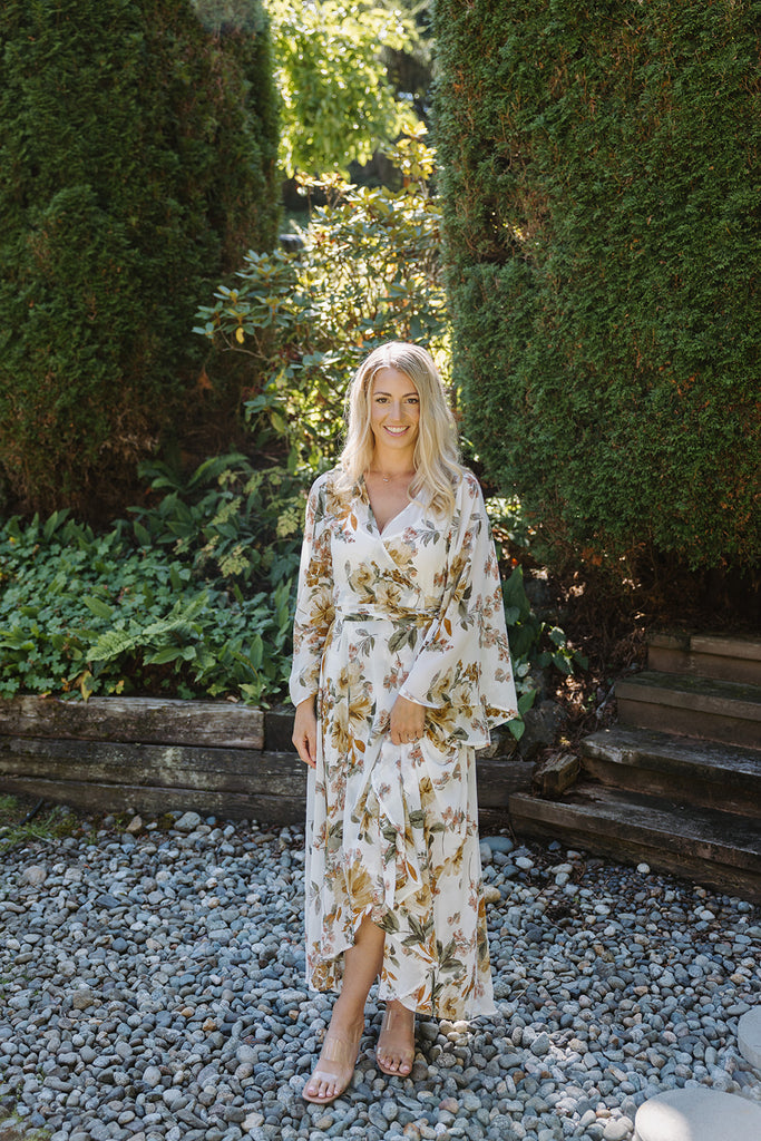 Floral Wrap Dress - Gold