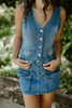 Denim Skirt With Cargo Pocket - Blue