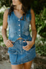 Denim Skirt With Cargo Pocket - Blue