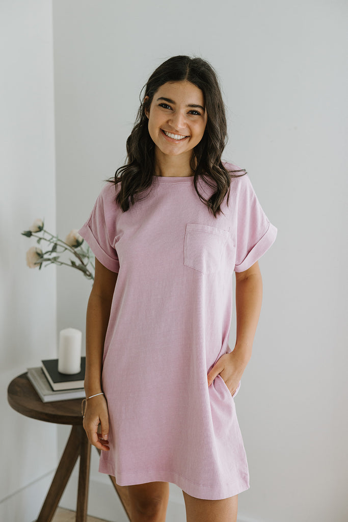Casual T-Shirt Dress - Pink