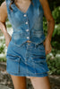 Denim Skirt With Cargo Pocket - Blue