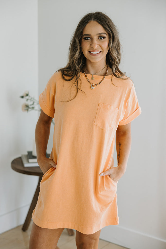Casual T-Shirt Dress - Orange