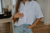 Crop Stripe Shirt - Blue