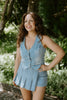 Denim Skort With Pleats - Light Blue