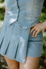 Denim Skort With Pleats - Light Blue