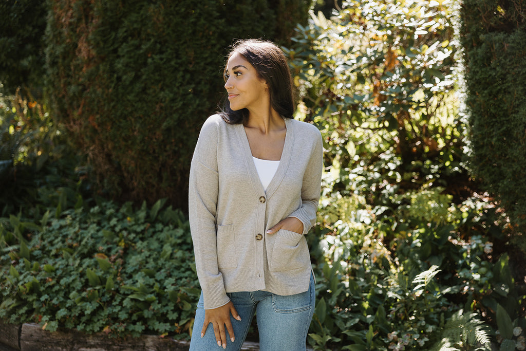 Button Up Ribbed Sweater - Grey