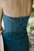 Strapless Midi Denim Dress