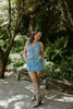 Denim Skirt With Cargo Pocket - Light Blue
