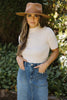 Mock Neck Short Sleeve Sweater - Oatmeal