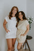 Mixed Material Knit/Poplin Dress - White