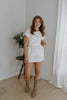 Mixed Material Knit/Poplin Dress - White