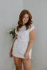 Mixed Material Knit/Poplin Dress - White