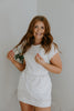 Mixed Material Knit/Poplin Dress - White