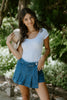 Denim Skort With Pleats - Blue